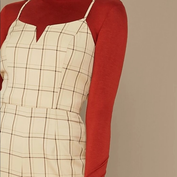 LAST ONE SALE Grid Print Wide Leg Jumpsuit - Picture 4 of 7